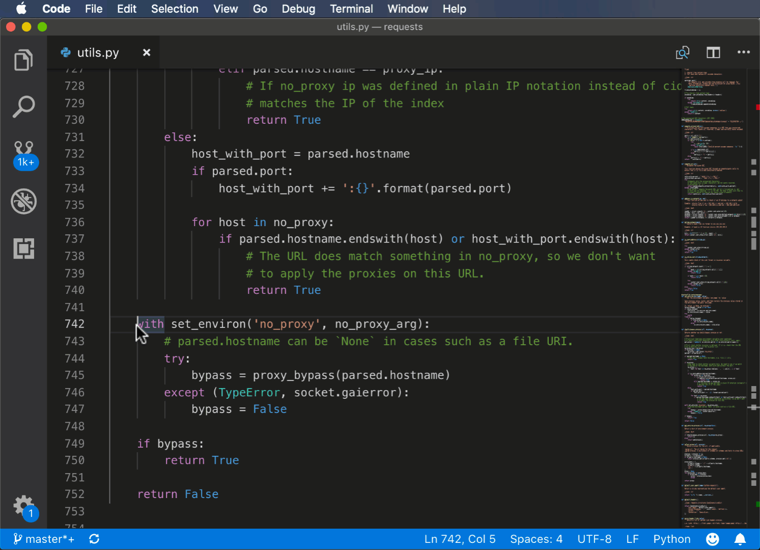 Screenshot of Visual Studio Code refactoring