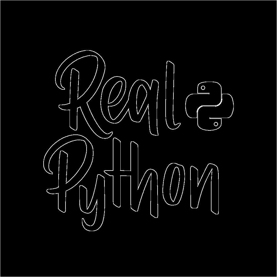Outline of Real Python logo in Python Pillow