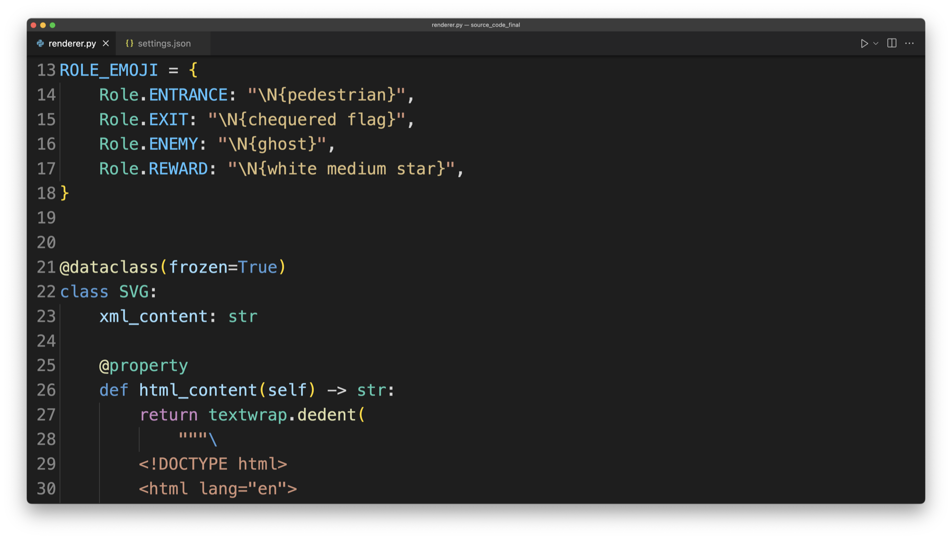 A clean VSCode editor window with a big font size
