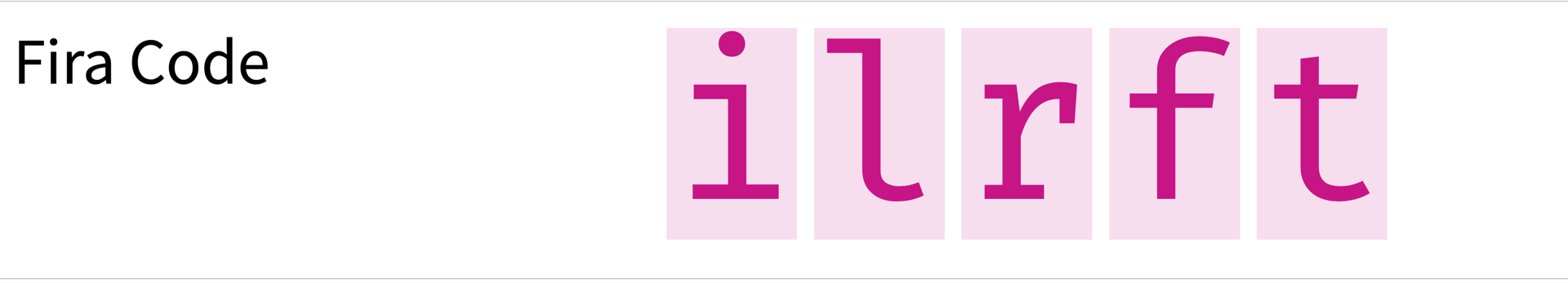 The letter irlft of the Fira Code font