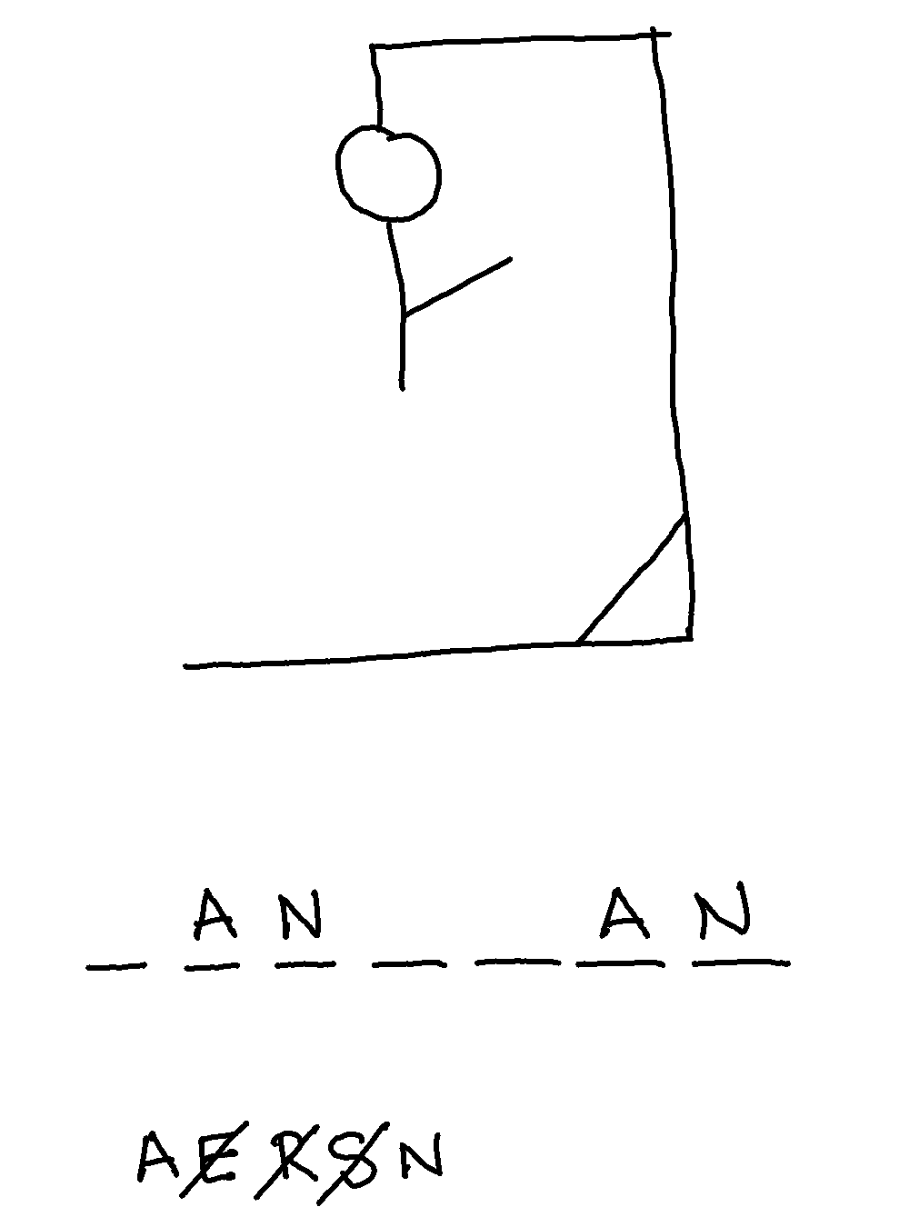 A game of hangman in progress