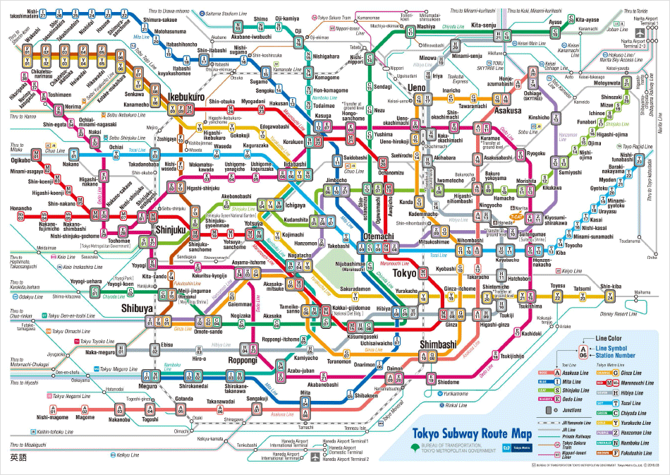 Map of the Tokyo railway network