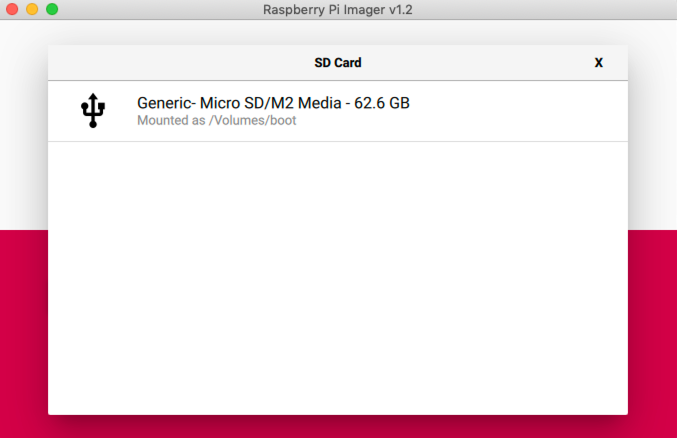 Raspberry Pi Imager Choose SD Card