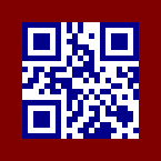 This is a QR Code with dark blue dark modules and a maroon quiet zone