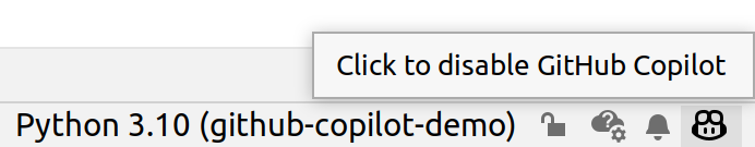 GitHub Copilot Icon in PyCharm