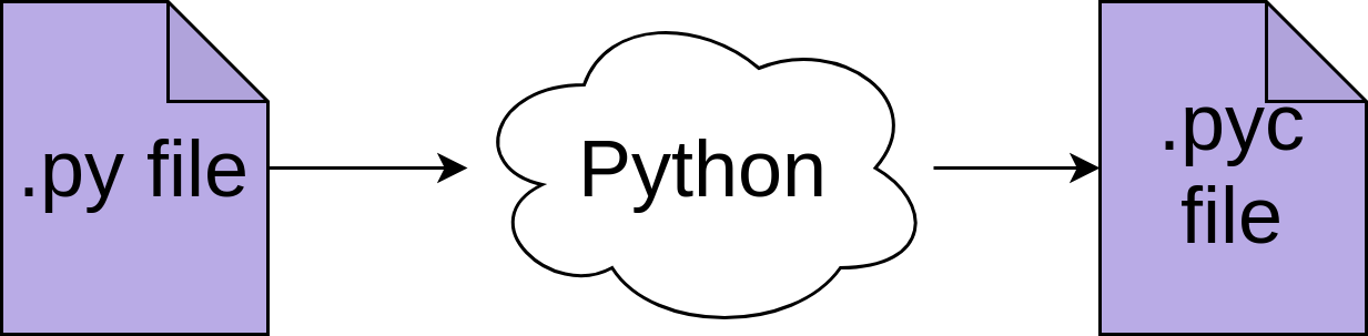 Python compiles a py file into a pyc file.