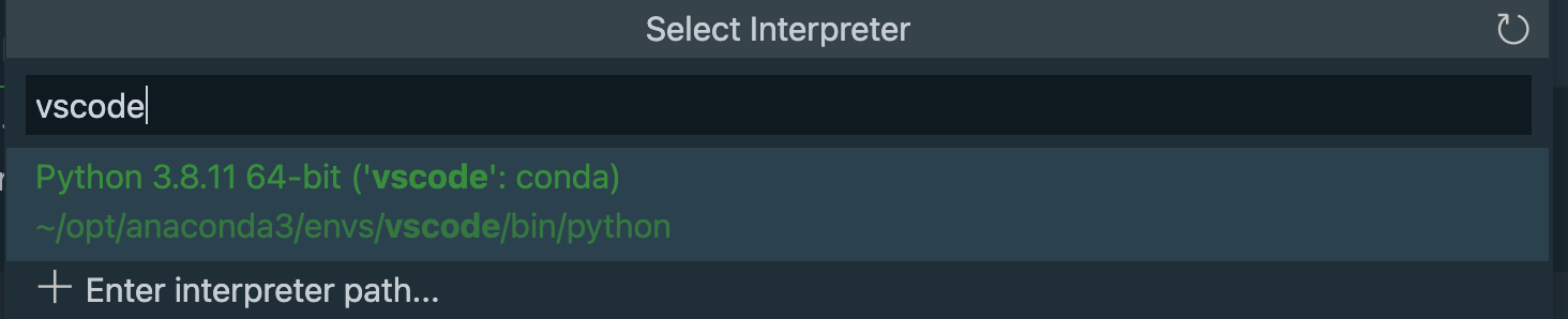 VS Code select interpreter