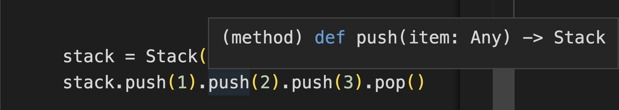 VS Code recognizes the push method return type