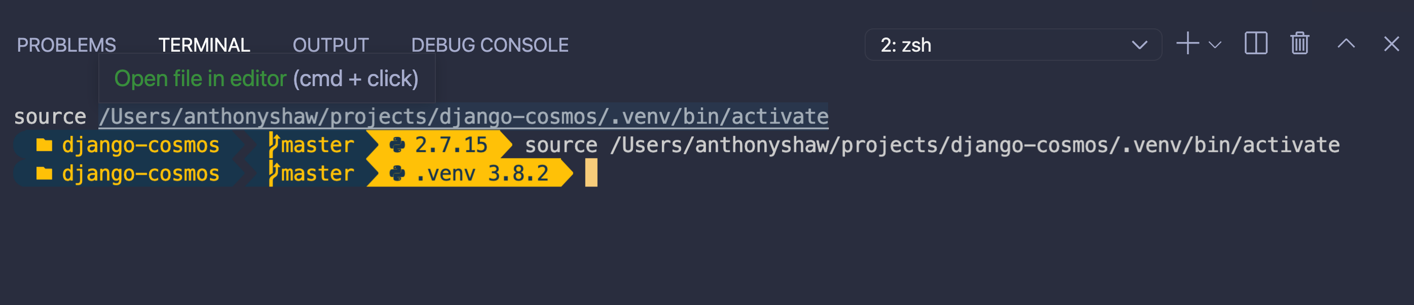 VS Code Terminal with ohmyposh