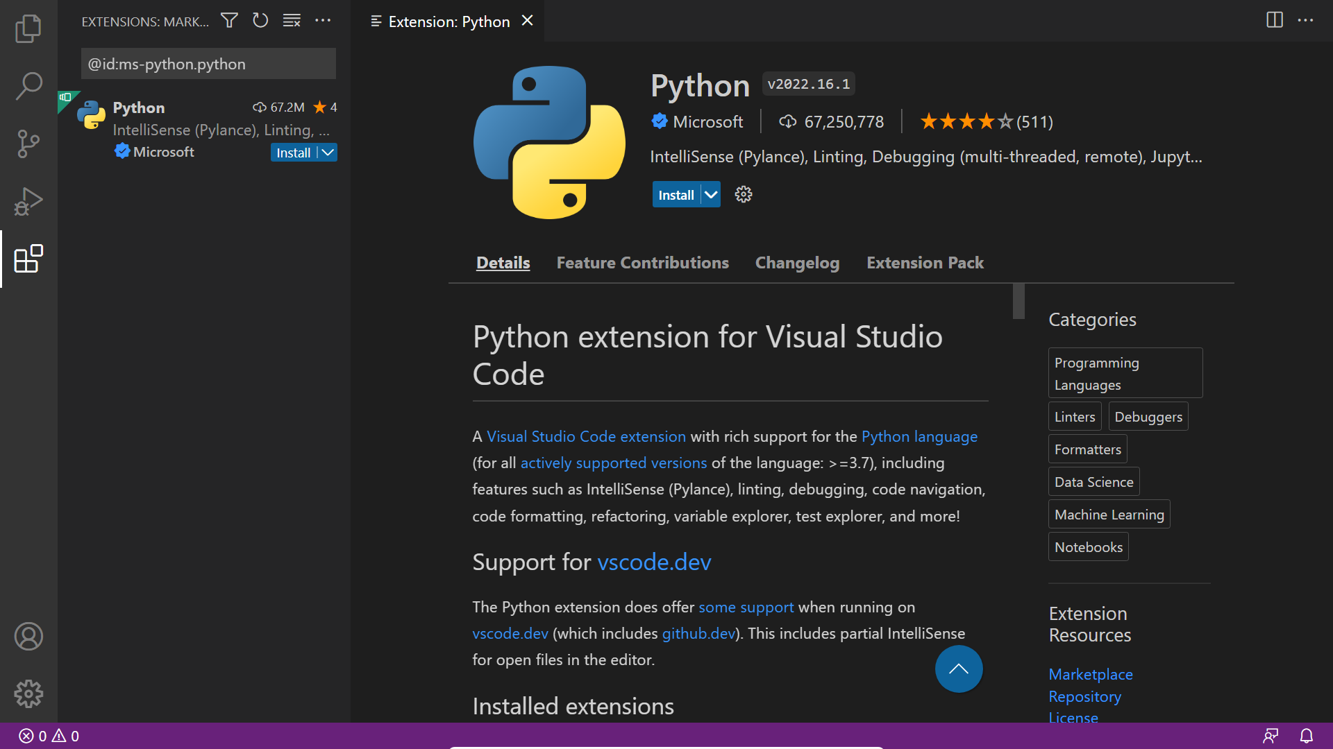 Visual Studio Code Extensions for Python