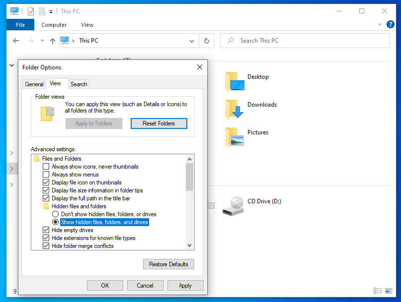 Windows 10 File Explorer Settings